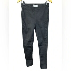 Free People Black High Rise Straight Raw Hem Stretchy Skinny Jeans Size 27